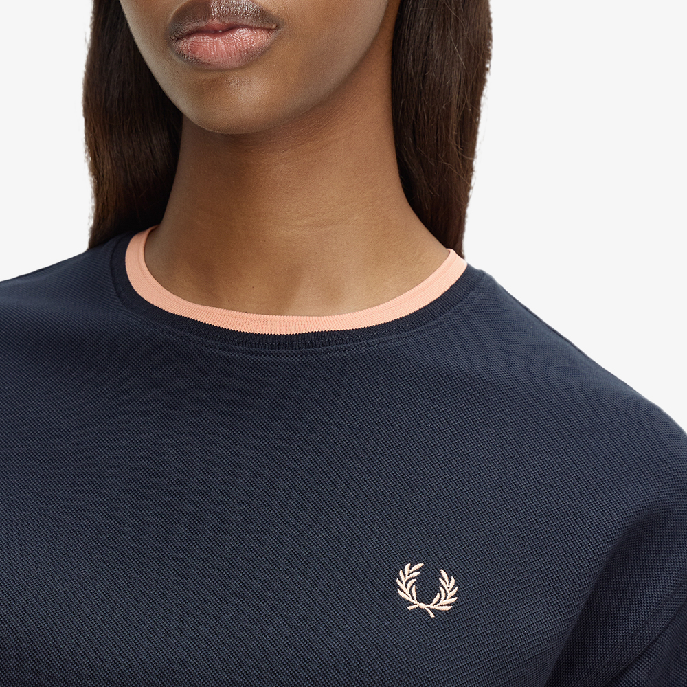 프레드페리 우먼즈 팁드 메쉬 피케 티셔츠 네이비(Fred Perry Womens Tipped Mesh Pique T-Shirt Navy) - 4
