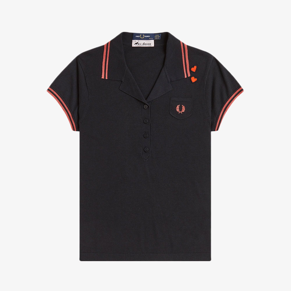 프레드페리 x 에이미와인하우스 포켓 디테일 니트 셔츠 블랙 화이트(Fred Perry x Amy Pocket Detail Knitted Shirt Black) - 5