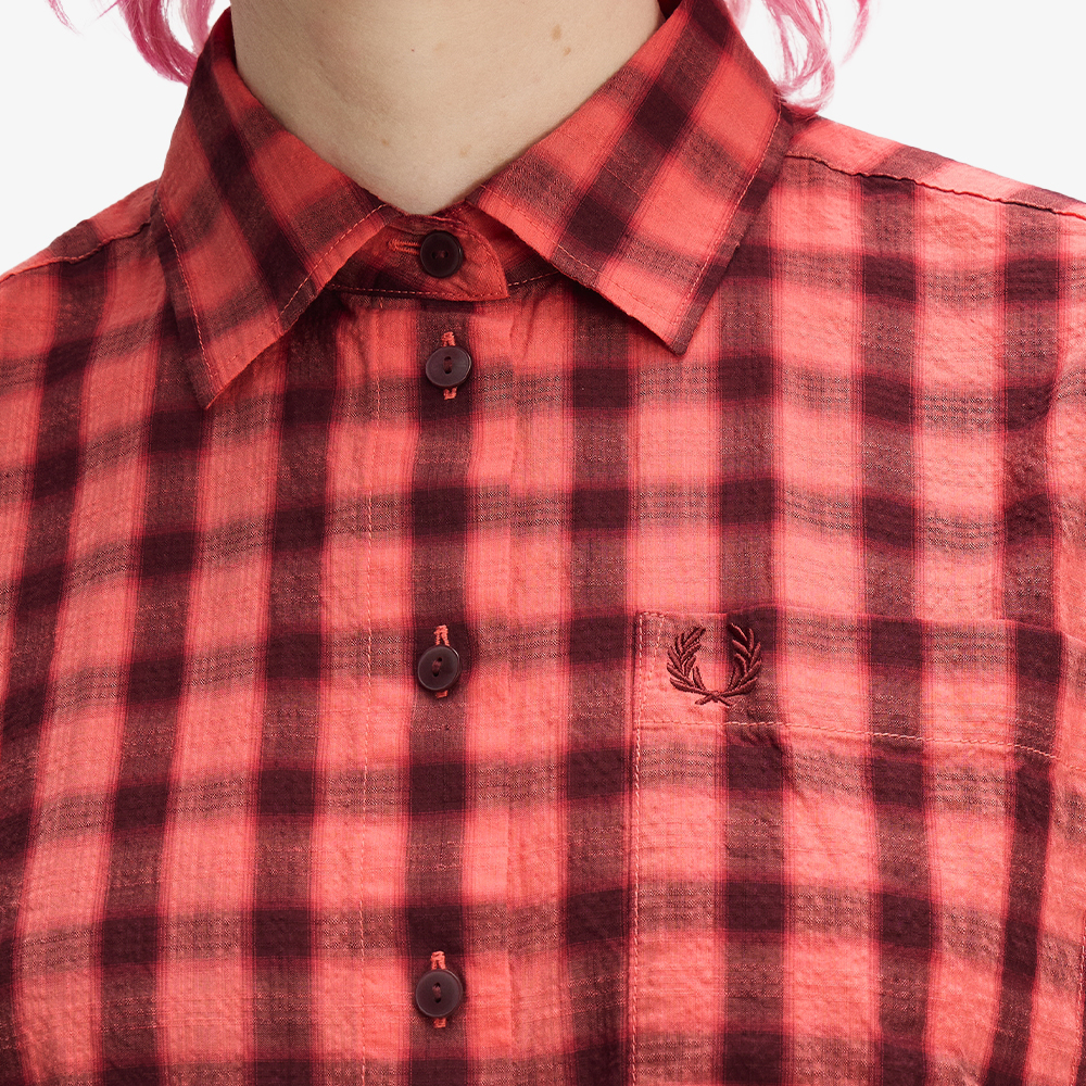 프레드페리 우먼즈 텍스쳐드 체크 셔츠 스트로베리 크림(Fred Perry Womens Textured Check Shirt Strawberry Cream) - 4