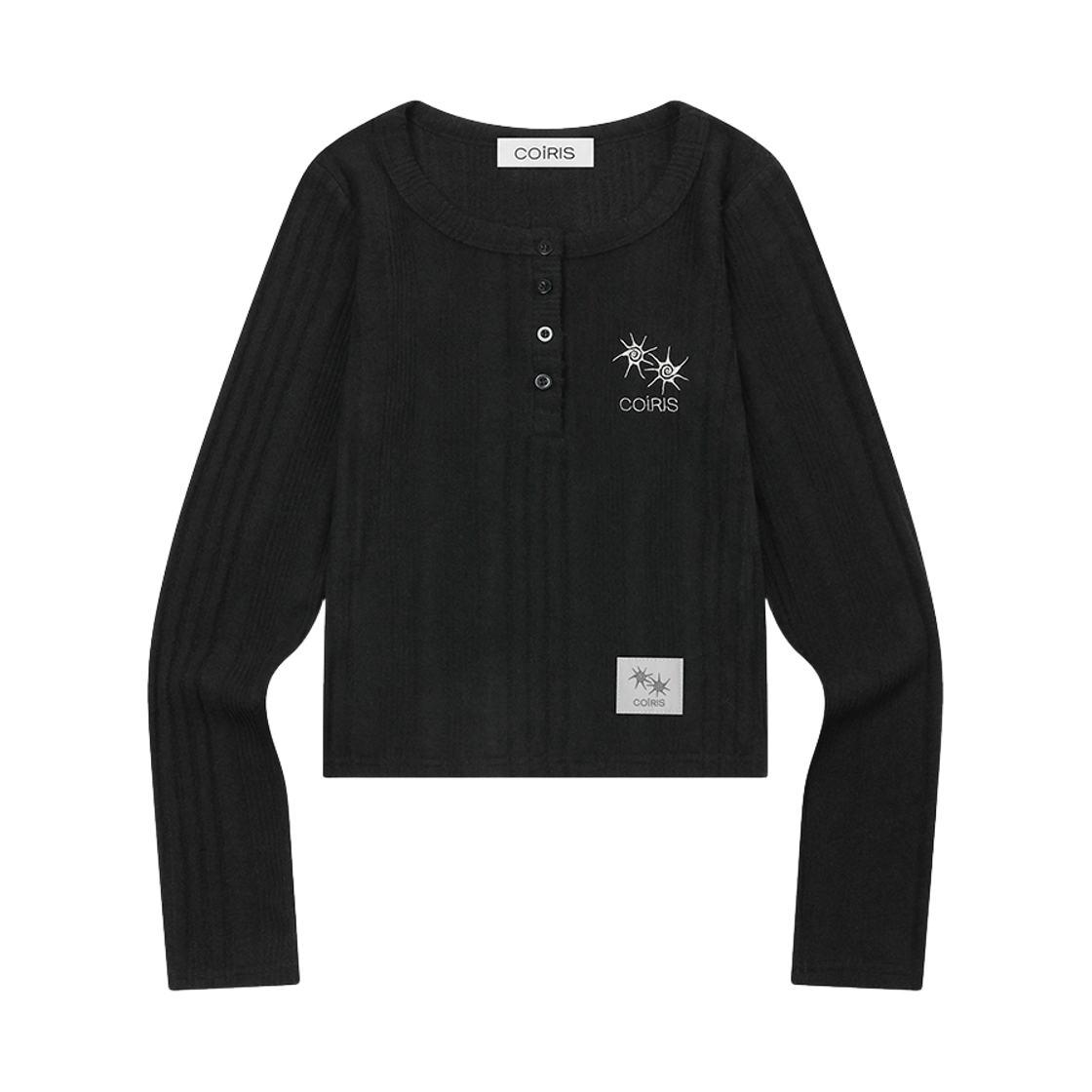 C-P00000EA Coiris Soften Button Long Sleeve T Black