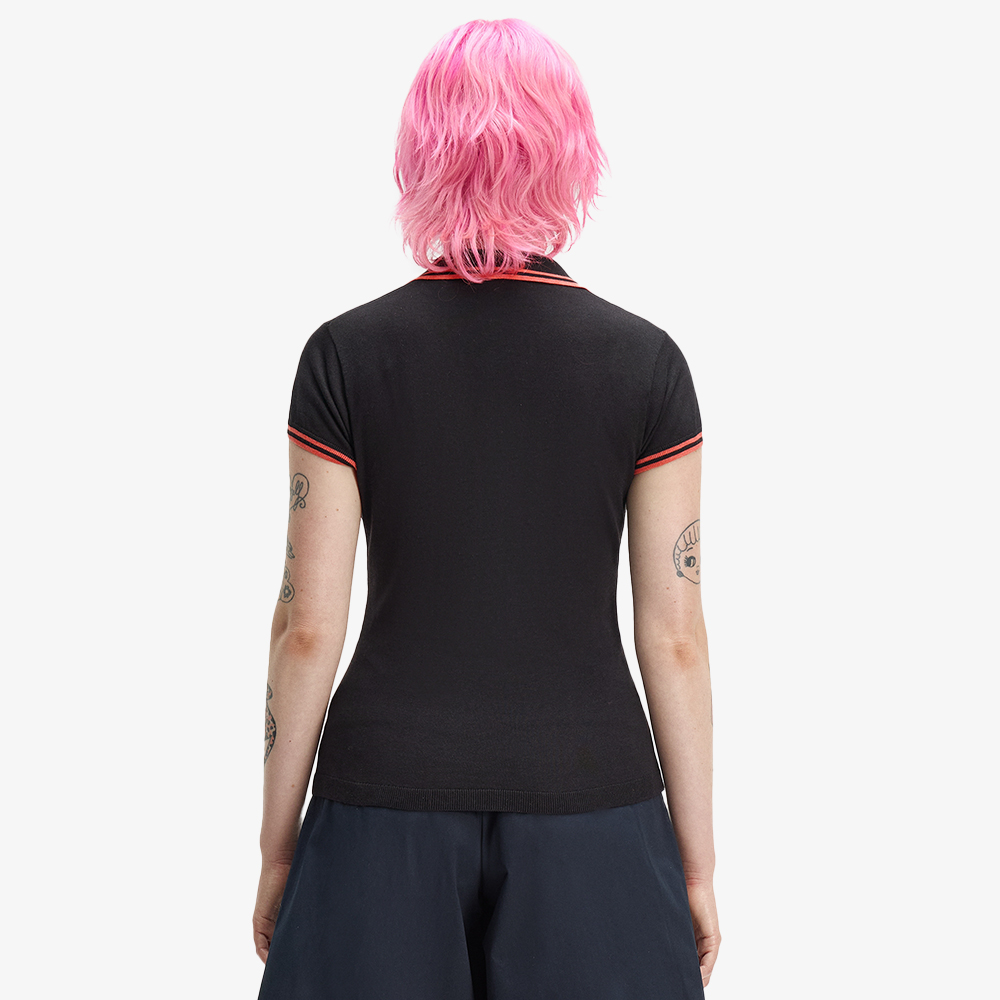 프레드페리 x 에이미와인하우스 포켓 디테일 니트 셔츠 블랙 화이트(Fred Perry x Amy Pocket Detail Knitted Shirt Black) - 3