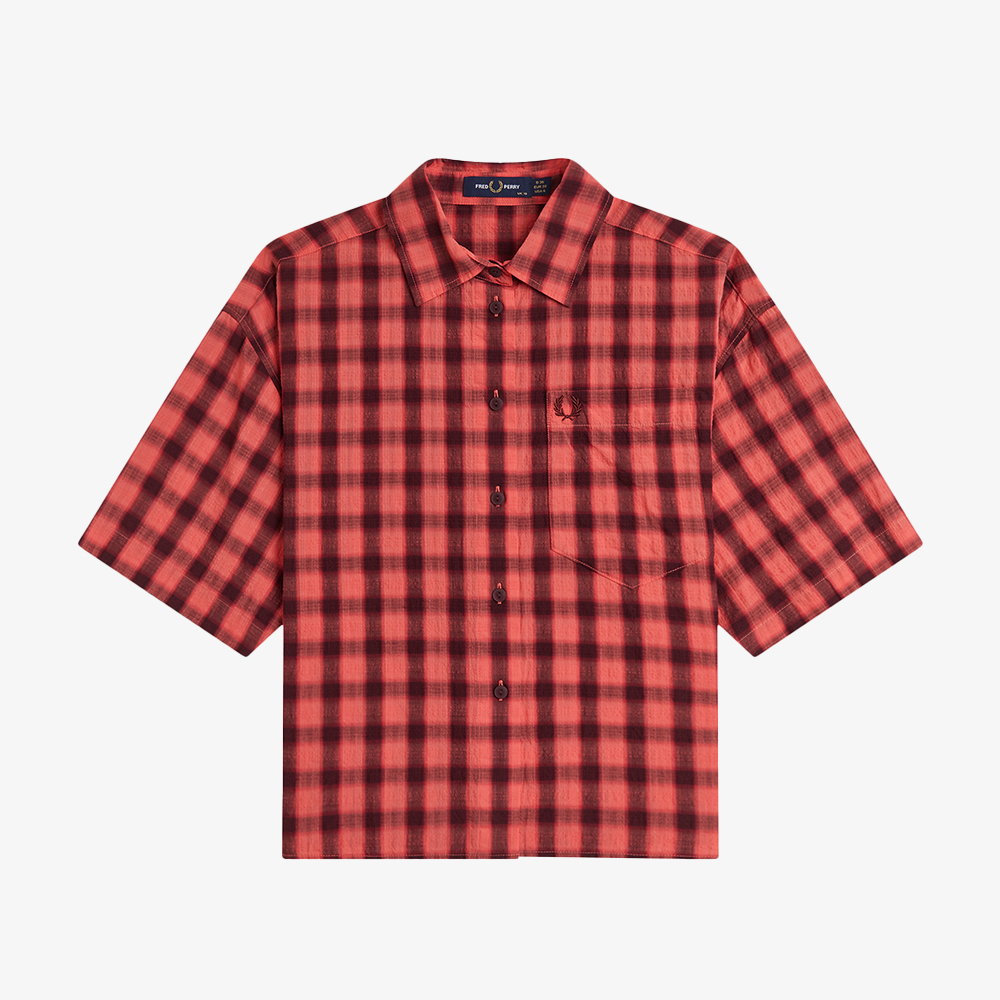 프레드페리 우먼즈 텍스쳐드 체크 셔츠 스트로베리 크림(Fred Perry Womens Textured Check Shirt Strawberry Cream) - 5