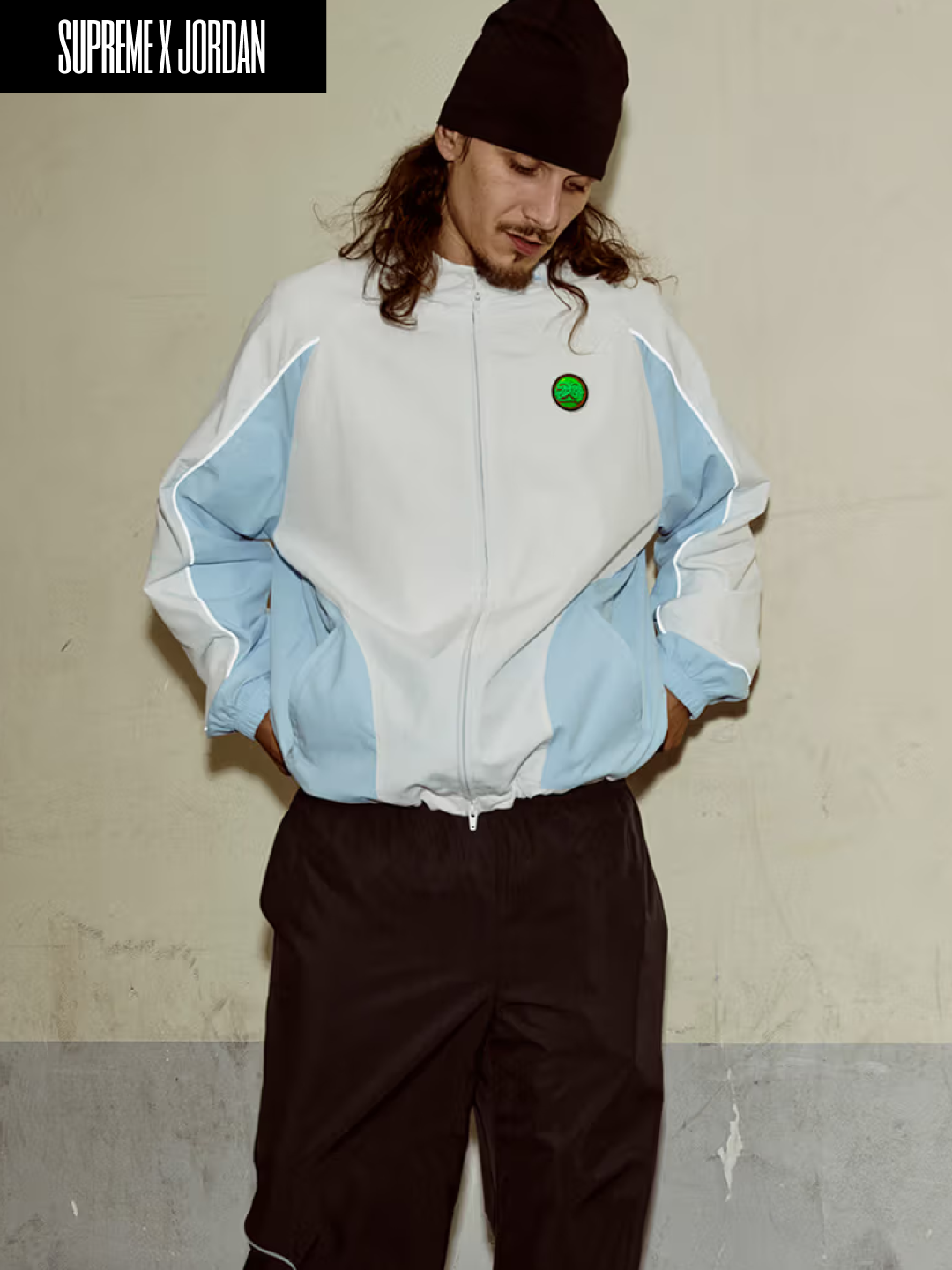 Supreme x Jordan Track Jacket Black - 26SS, Supreme x Jordan Zip Up Hooded Sweatshirt Black - 26SS 착용 스타일 - 2