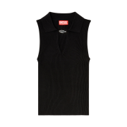 (W) Diesel Sleeveless Rib-Knit Polo Top In Silk Blend 9XX