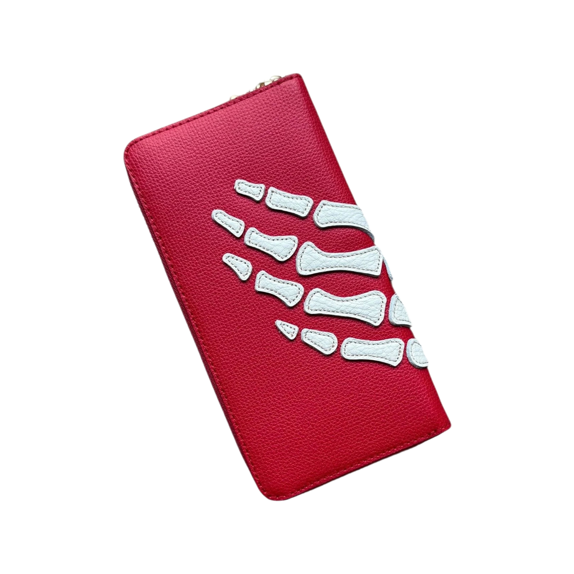 K2503XG804 Kapital Thumbs Up Bone Hand Zip Long Wallet Red