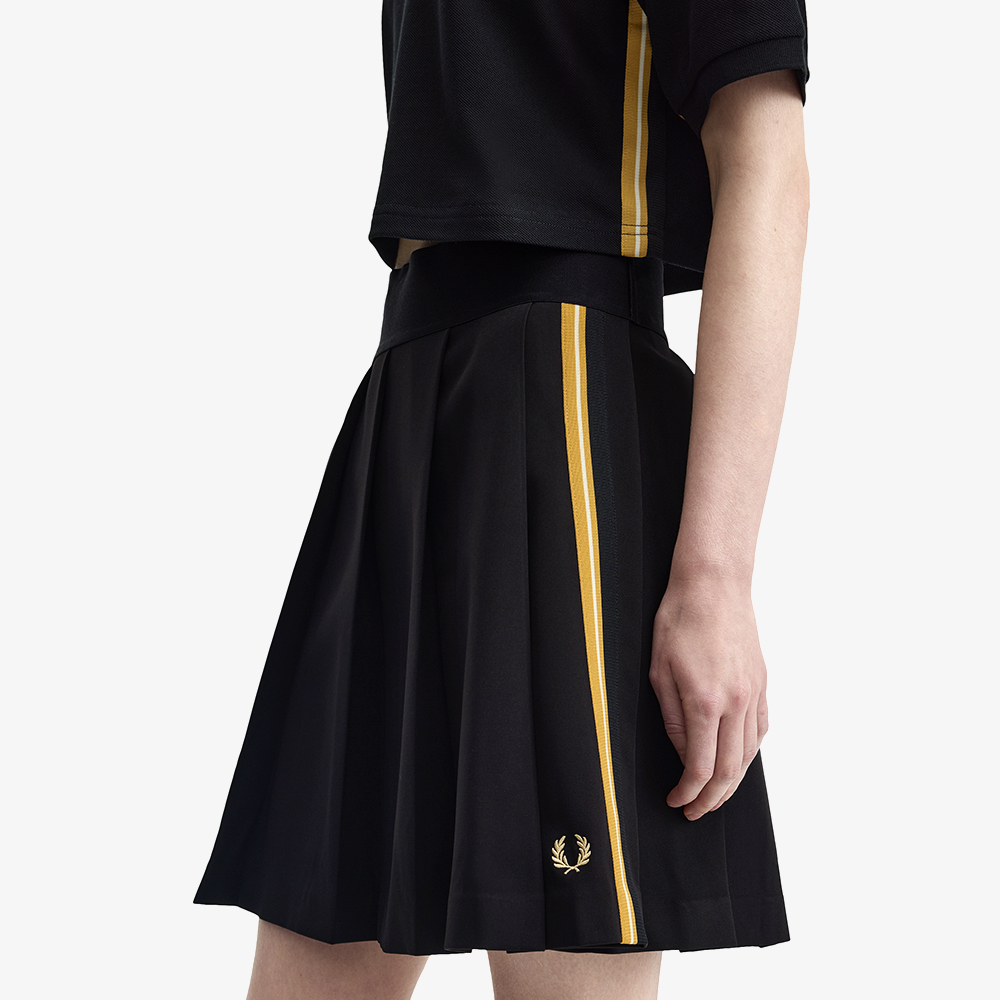 프레드페리 우먼즈 스트라이프 테잎 플리츠 스커트 블랙 샴페인(Fred Perry Womens Stripe Tape Pleated Skirt Black Champagne) - 4