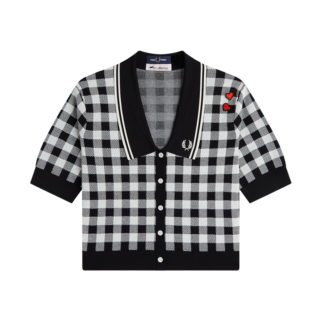 프레드페리 x 에이미와인하우스 깅엄 니트 셔츠 블랙(Fred Perry x Amy Gingham Knitted Shirt Black)