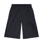 Diesel Pinstripe Shorts with Phoenix Embroidery Black