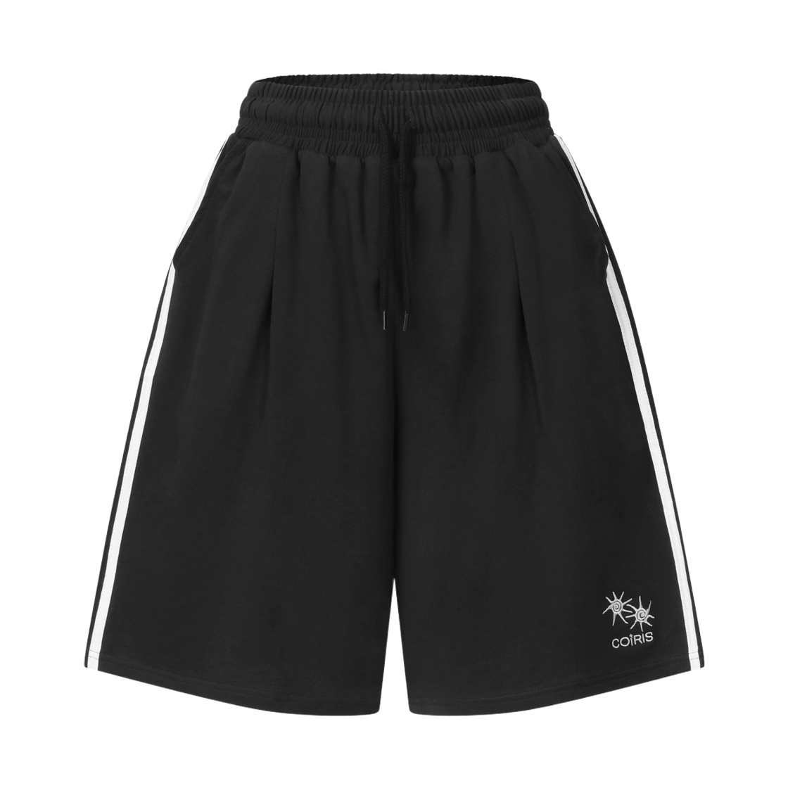 C-P00000HX Coiris Evro Side Track Line Sweat Half Pants Black