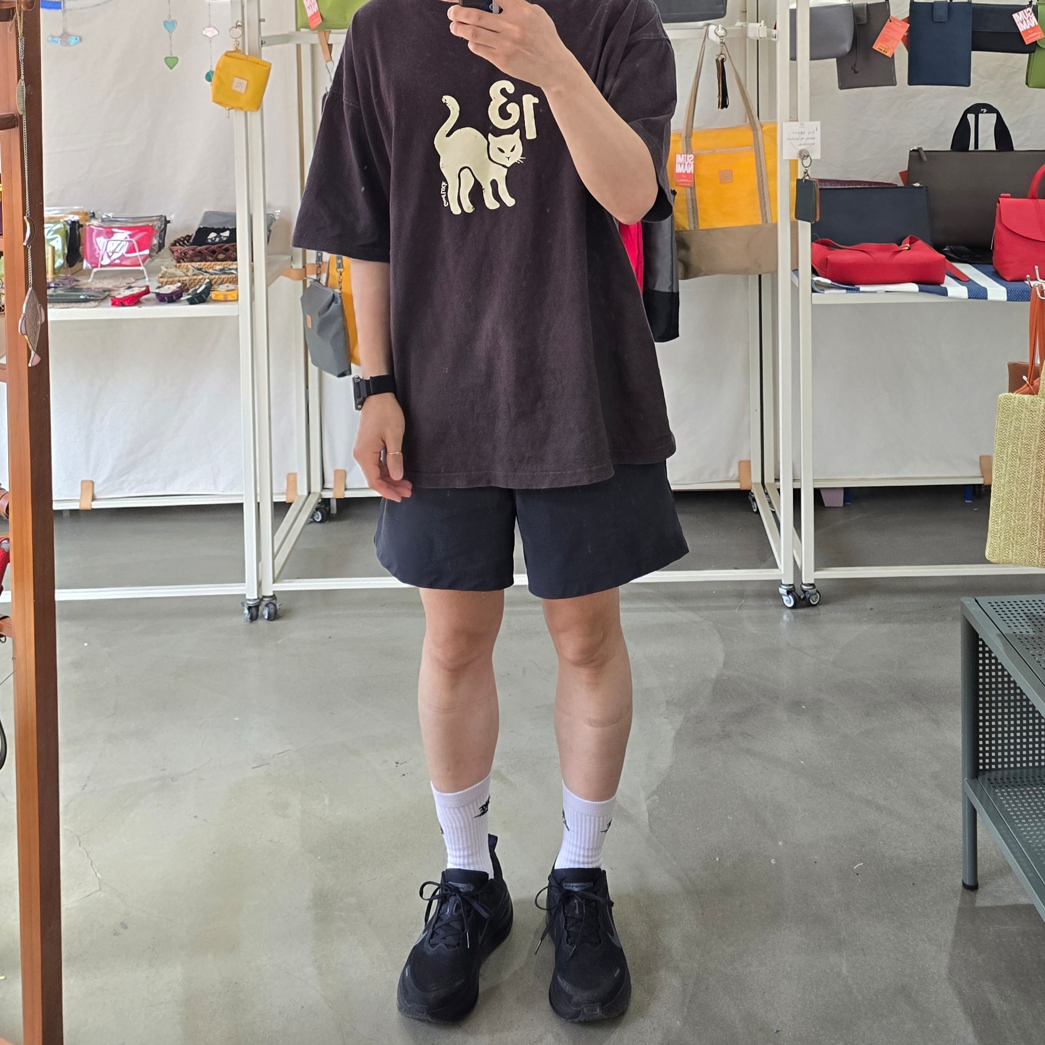 The North Face M TNF Red Box Nylon Belted Short Black - 26SS 착용 스타일