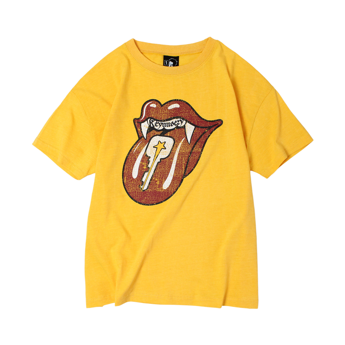 키미저리 빅 마우스 키 크롭 티셔츠 머스타드(Keymisery Big Mouse Key Crop T-Shirt Mustard)