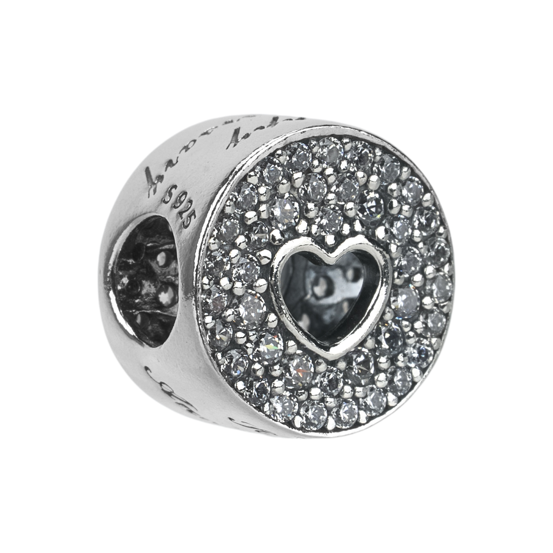(W) 판도라 파베 앤 하트 애니버서리 참 스털링 실버 클리어((W) Pandora Pave and Heart Anniversary Charm Sterling Silver Clear) - 1