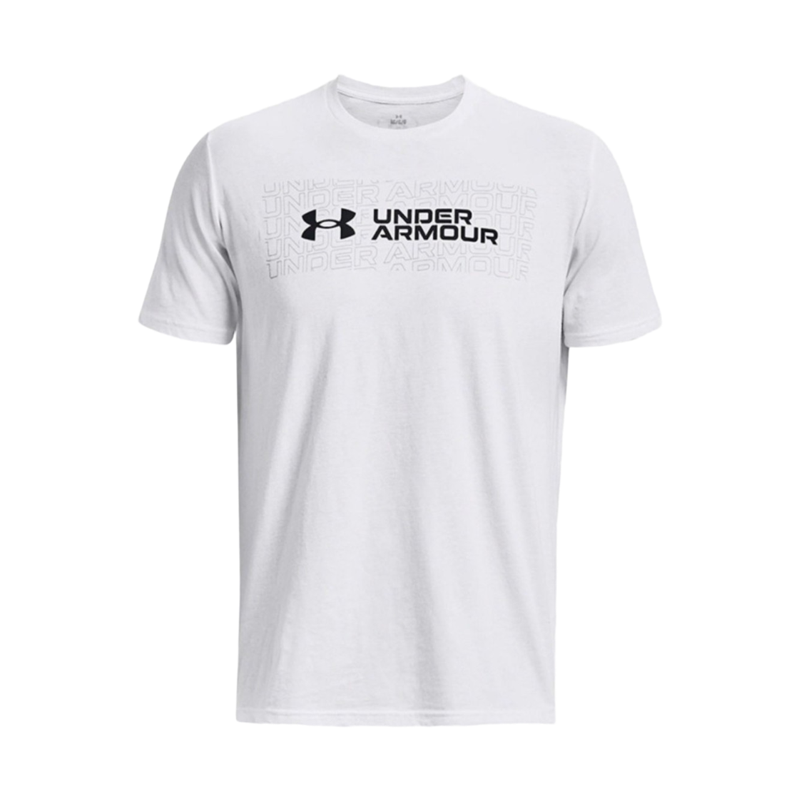 1379873-100 Under Armour Wordmark Overlay Short Sleeve T-Shirt White