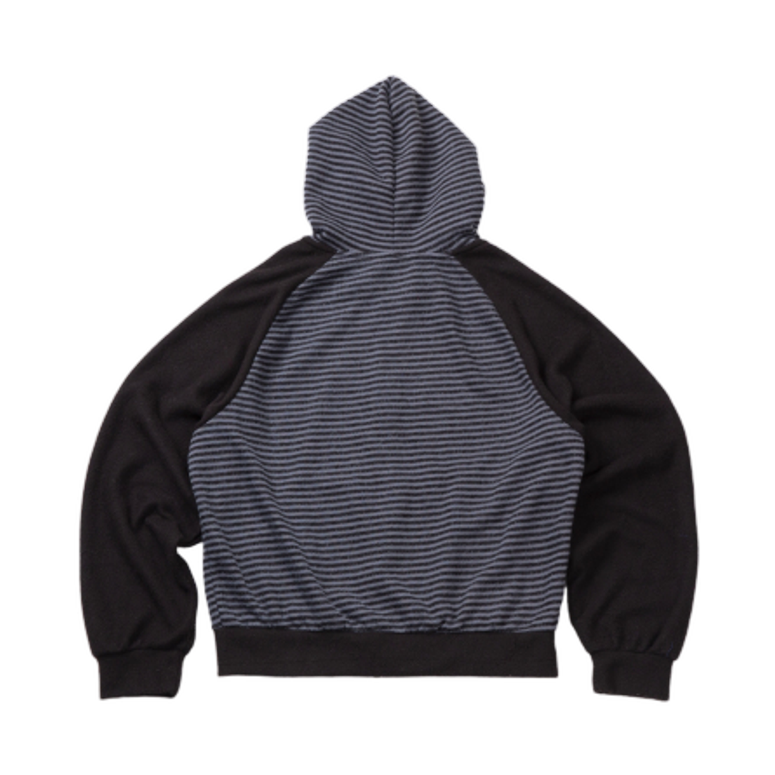 이알티알 언밸런스드 스트라이프 투웨이 후드 집업 블랙 그레이(ERTR Unbalanced Stripe 2Way Hoodie Zip Up Black Grey) - 2