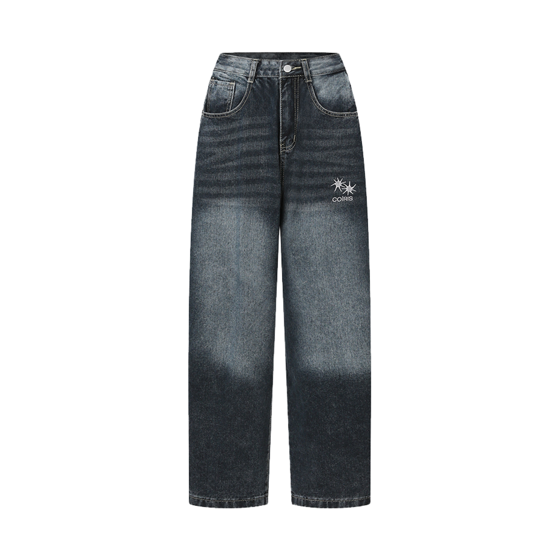 C-P00000GU Coiris Neden Denim Wide Washed Pants Deep blue