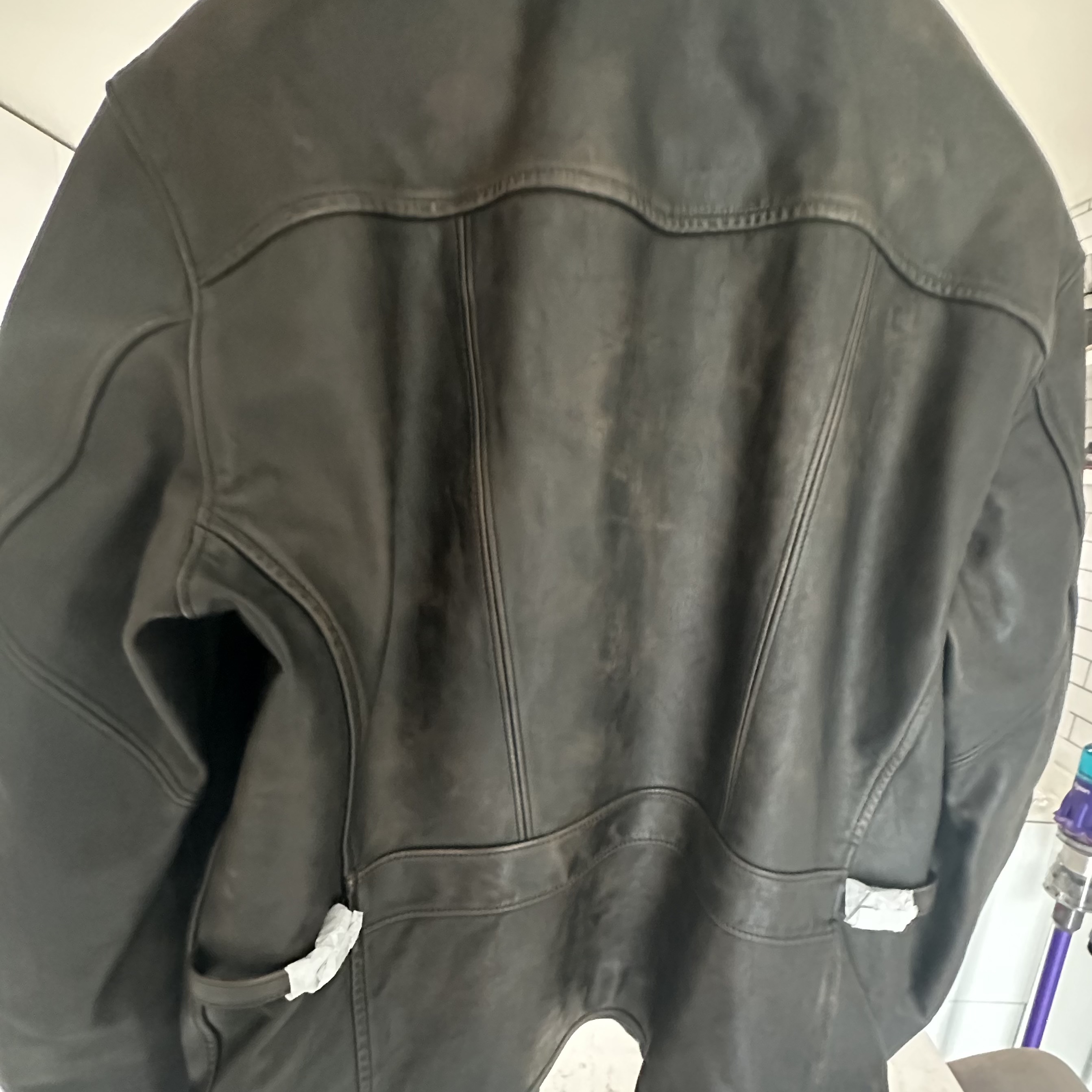 Double RL Leather Jacket Black Over Brown 착용 스타일 - 3