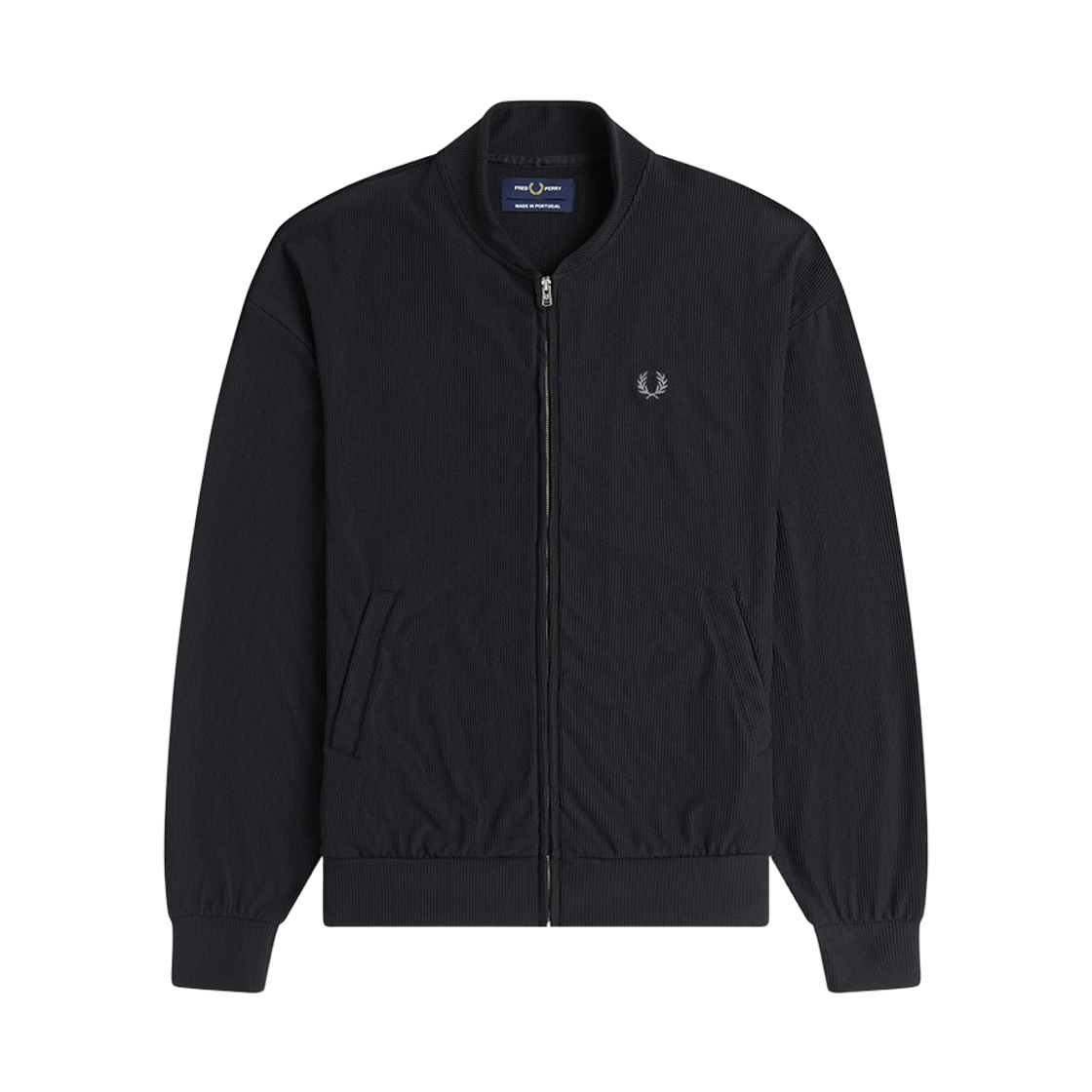 프레드페리 우먼즈 립 트리코트 보머 재킷 블랙(Fred Perry Womens Rib Tricot Bomber Jacket Black)