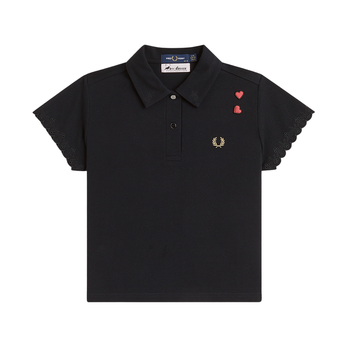 프레드페리 x 에이미와인하우스 엠브로이더드 디테일 폴로 셔츠 블랙 화이트(Fred Perry x Amy Embroidered Detail Polo Shirt Black)