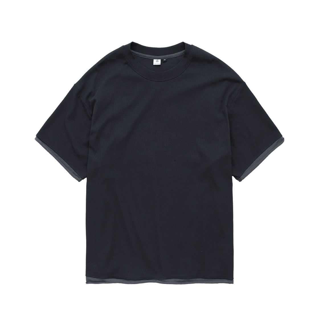 폴리테루 리브드 레이어드 크롭 티 차콜(Polyteru Ribbed Layered Crop Tee Charcoal)