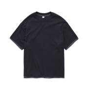 Polyteru Ribbed Layered Crop Tee Charcoal