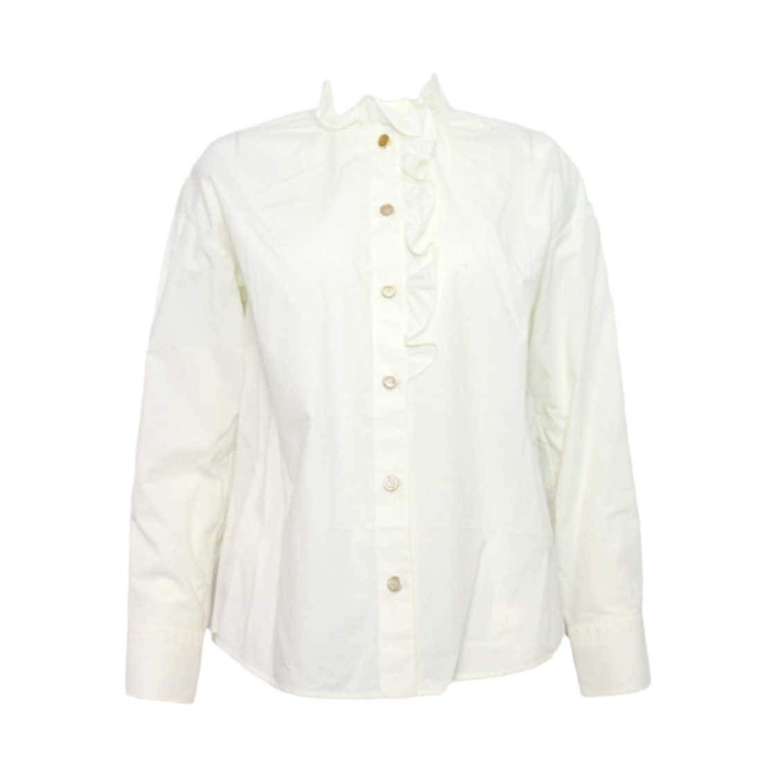 ITCWFQWVQH4W Gucci Interlocking G Logo Button White Cotton Poplin Blouse