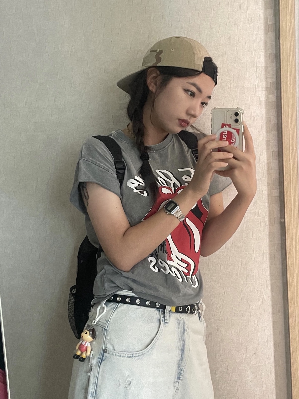 Supreme Washed Chino Twill Camp Cap Desert Camo - 24SS 착용 스타일