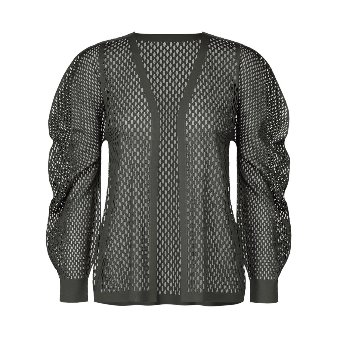 PP61-KO663-17 (W) Pleats Please Issey Miyake A-Poc Basket Cardigan Charcoal