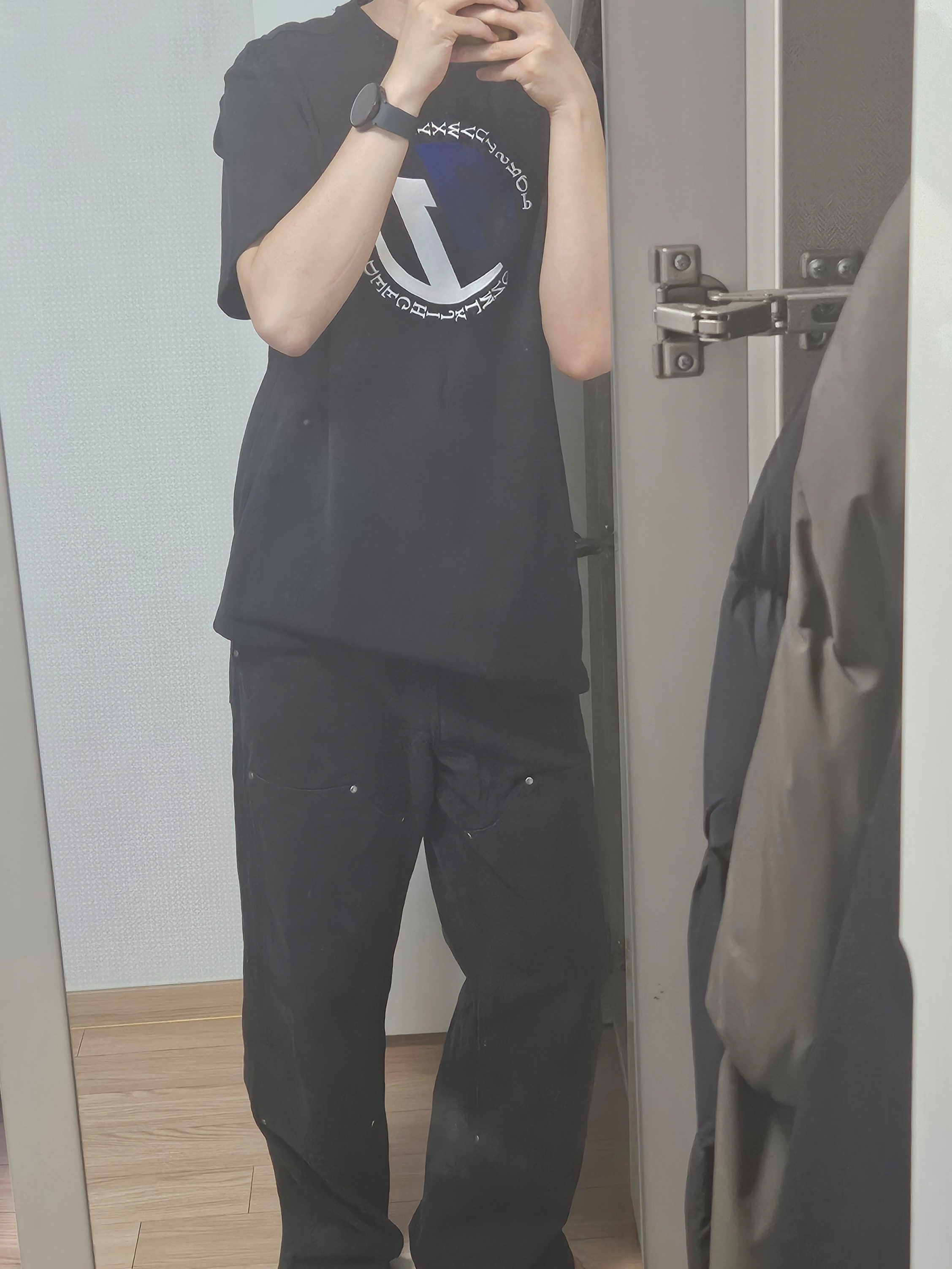 Zara x Ader Error Graphic T-Shirt Black 착용 스타일