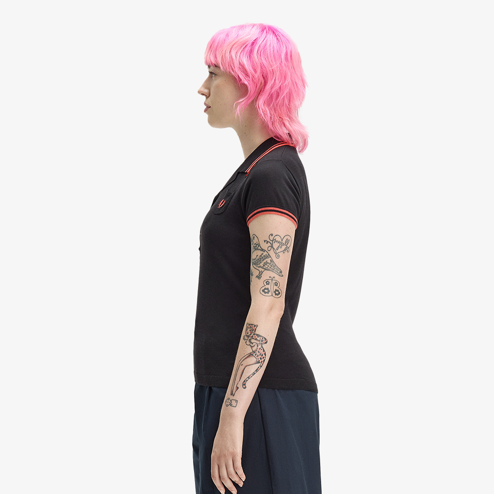 프레드페리 x 에이미와인하우스 포켓 디테일 니트 셔츠 블랙 화이트(Fred Perry x Amy Pocket Detail Knitted Shirt Black) - 2