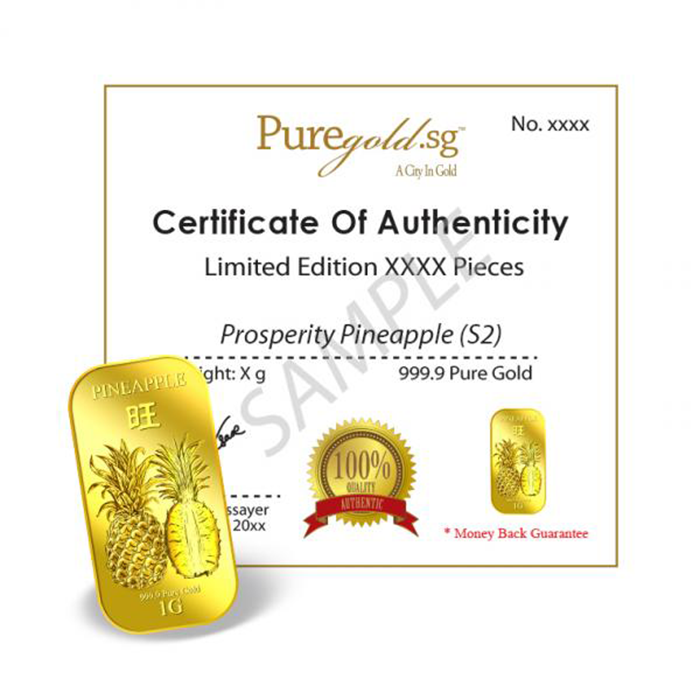 퓨어골드 24K 순금 싱가폴 프리미엄 골드바 1g 파인애플(puregoldsg Pineapple 1g Gold Bar) - 4