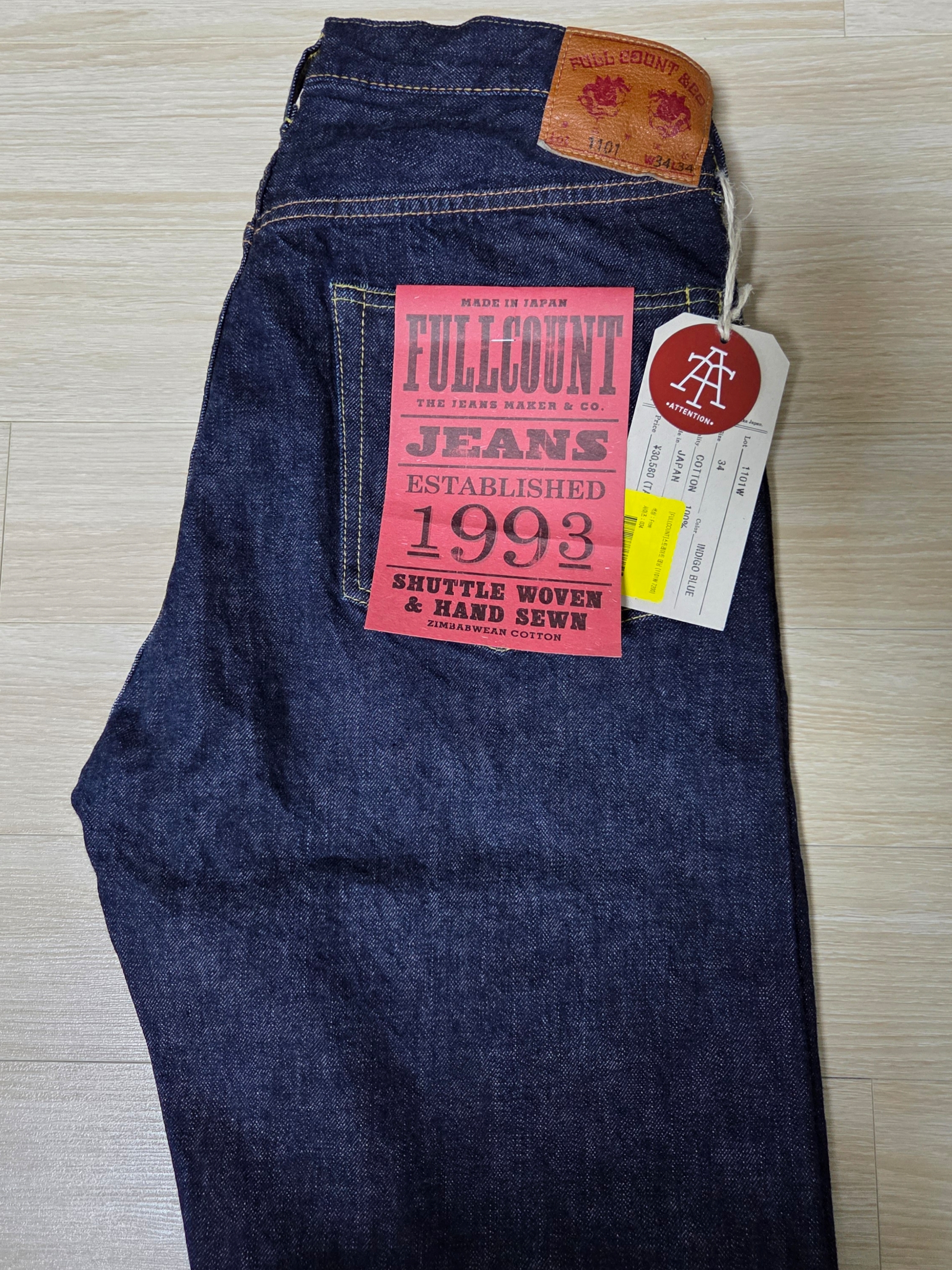 Fullcount 1101W Straight Denim One Wash Indigo Blue 착용 스타일 - 2