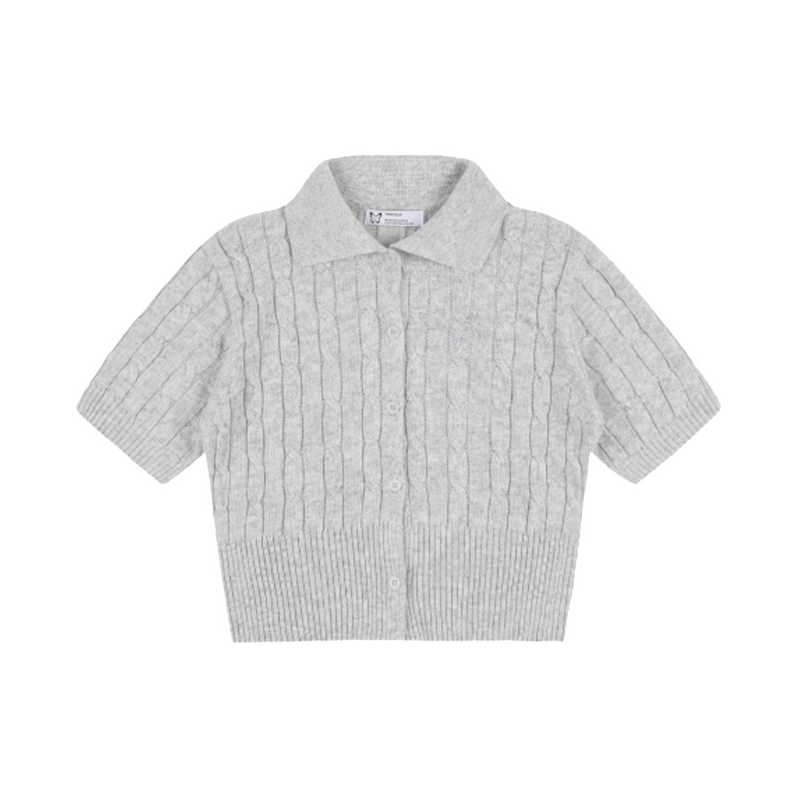 (W) 팬시 클럽 케이블 니트 크롭 가디건 그레이((W) Fancy Club Cable Knit Cropped Cardigan Gray)