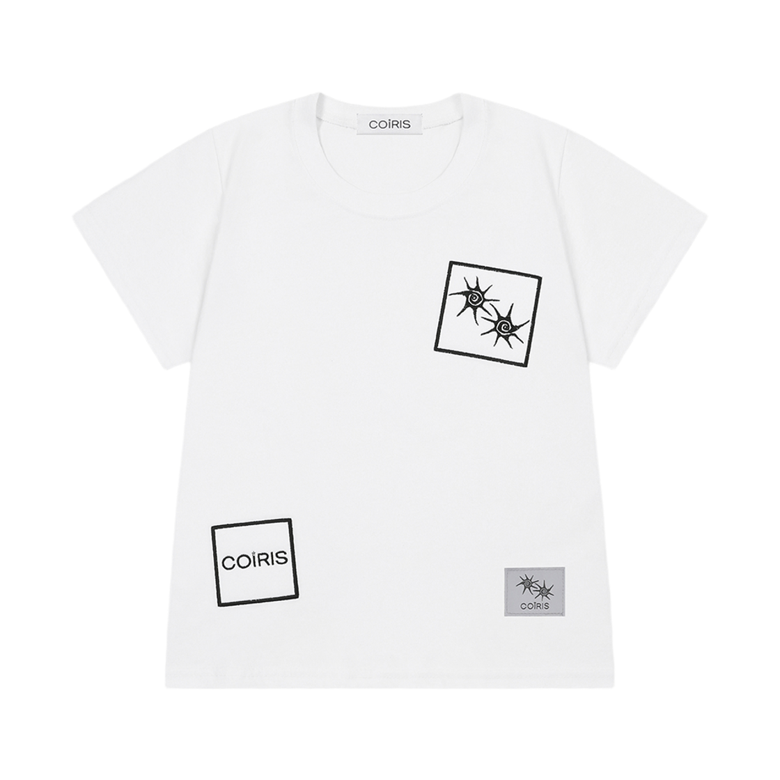 C-P00000HS Coiris Bami Patchwork Half T White
