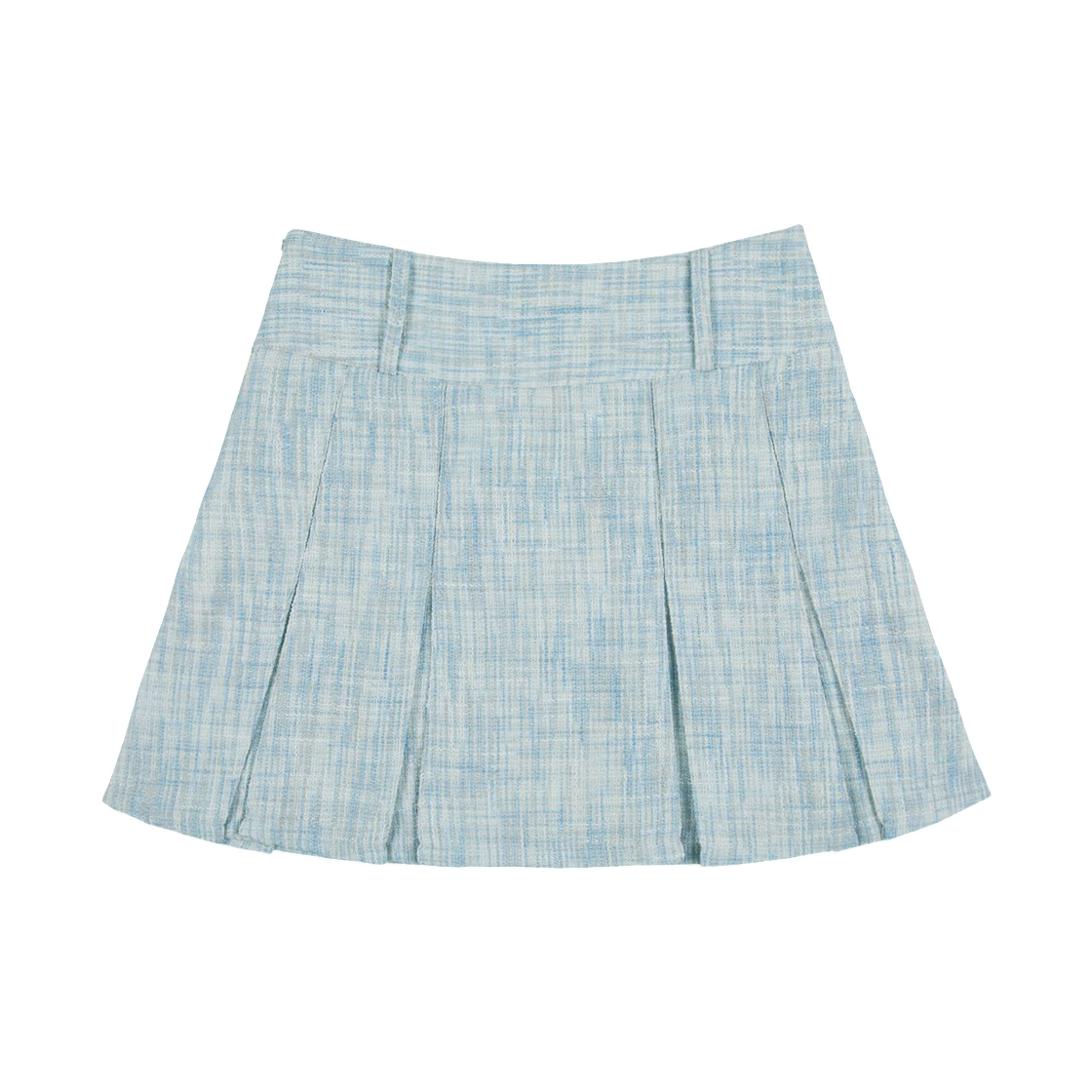 (W) 팬시 클럽 트위드 플리츠 미니 스커트 블루((W) Fancy Club Tweed Pleats Mini Skirt Blue) - 2