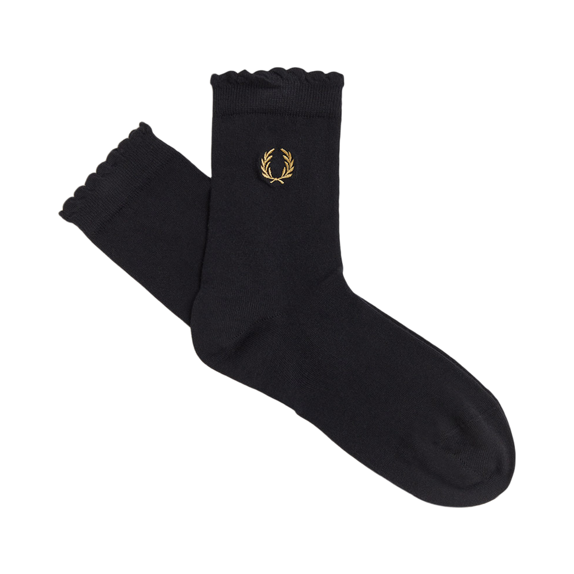 프레드페리 x 에이미와인하우스 레터스 엣지 삭스 블랙 화이트(Fred Perry x Amy Lettuce Edge Sock Black)