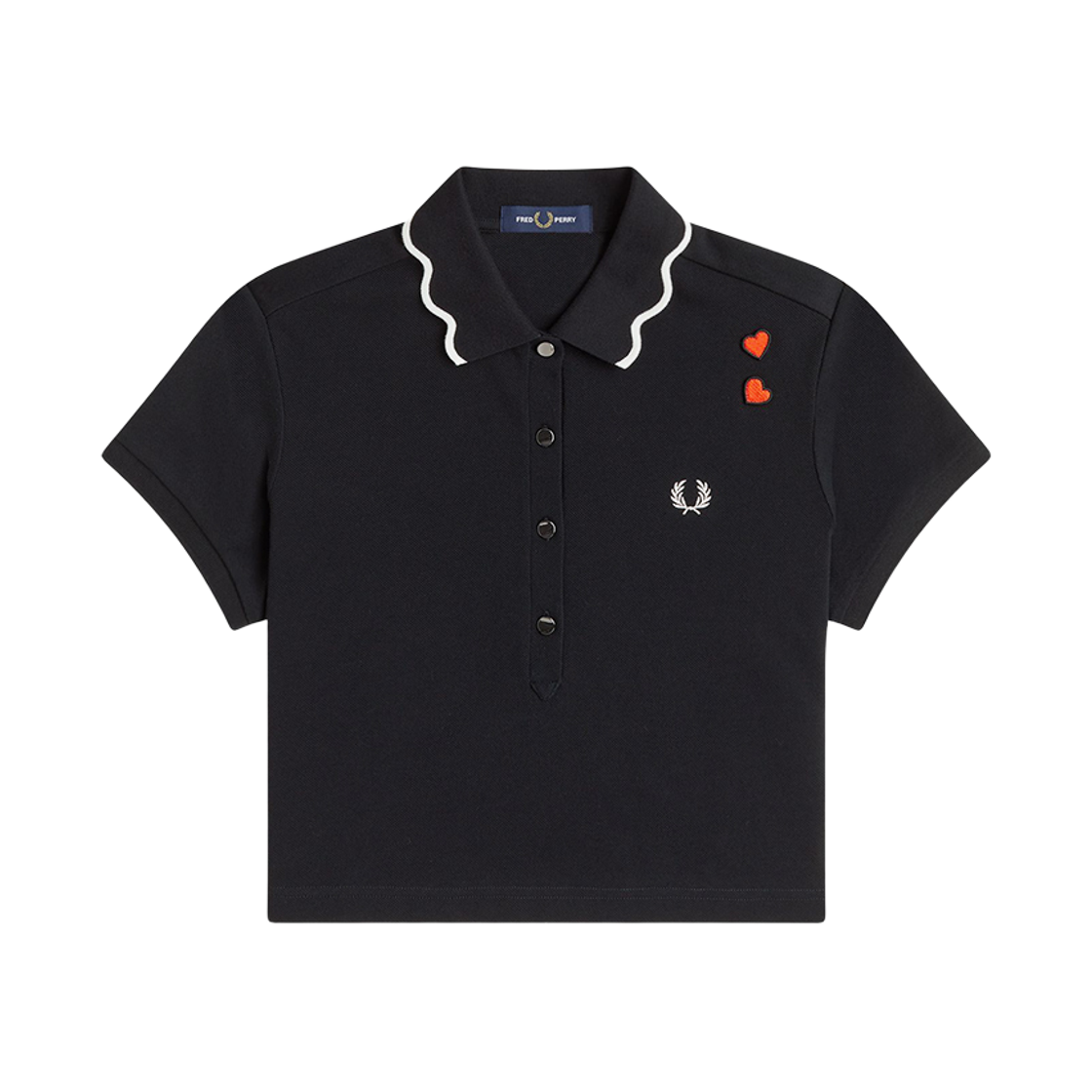 프레드페리 x 에이미와인하우스 스캘롭트 트림 폴로 셔츠 - 블랙(Fred Perry x Amy Scalloped Trim Polo Shirt Black)