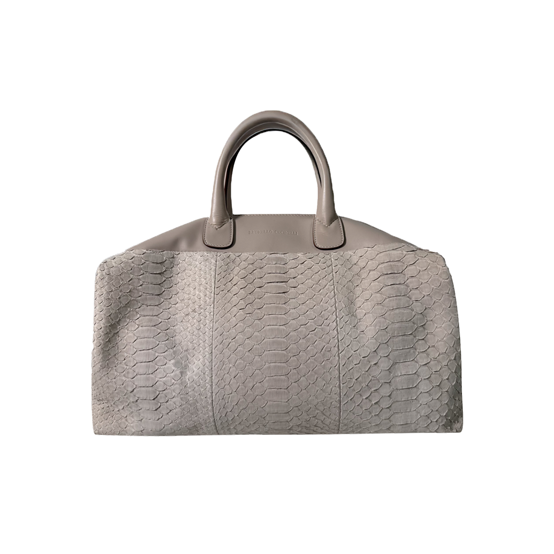 ITLQCO65JT7M Brunello Cucinelli Python Leather Boston Tote Bag  Grey