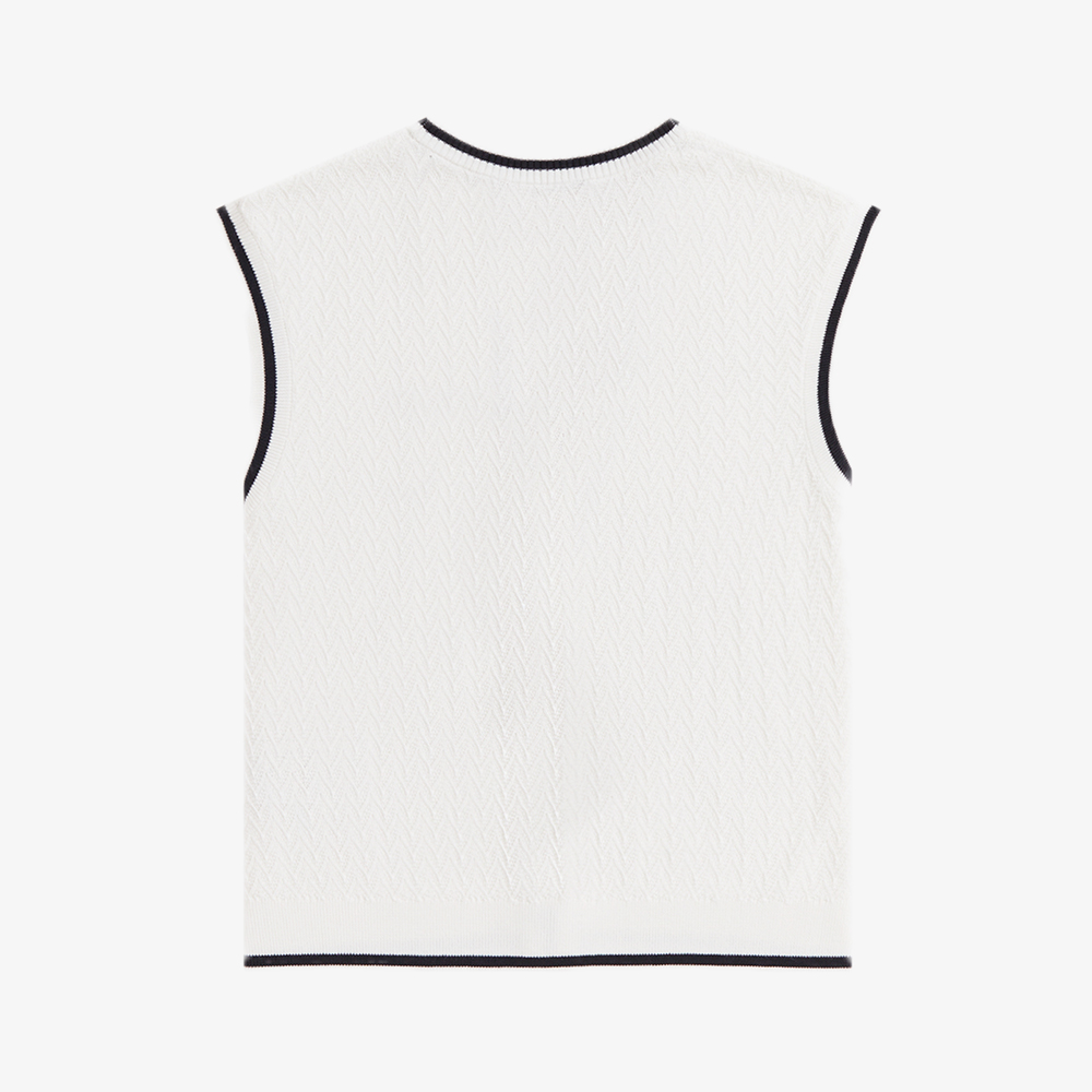 프레드페리 우먼즈 버튼 스루 텍스쳐드 니트 베스트 스노우 화이트(Fred Perry Womens Button Through Textured Knit Vest Snow White) - 6