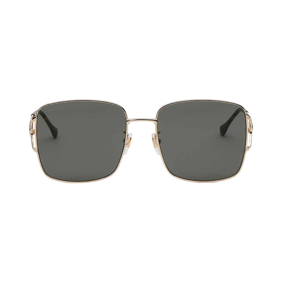 GG1018SK-001 Gucci Square Frame Sunglasses Shiny Gold Grey