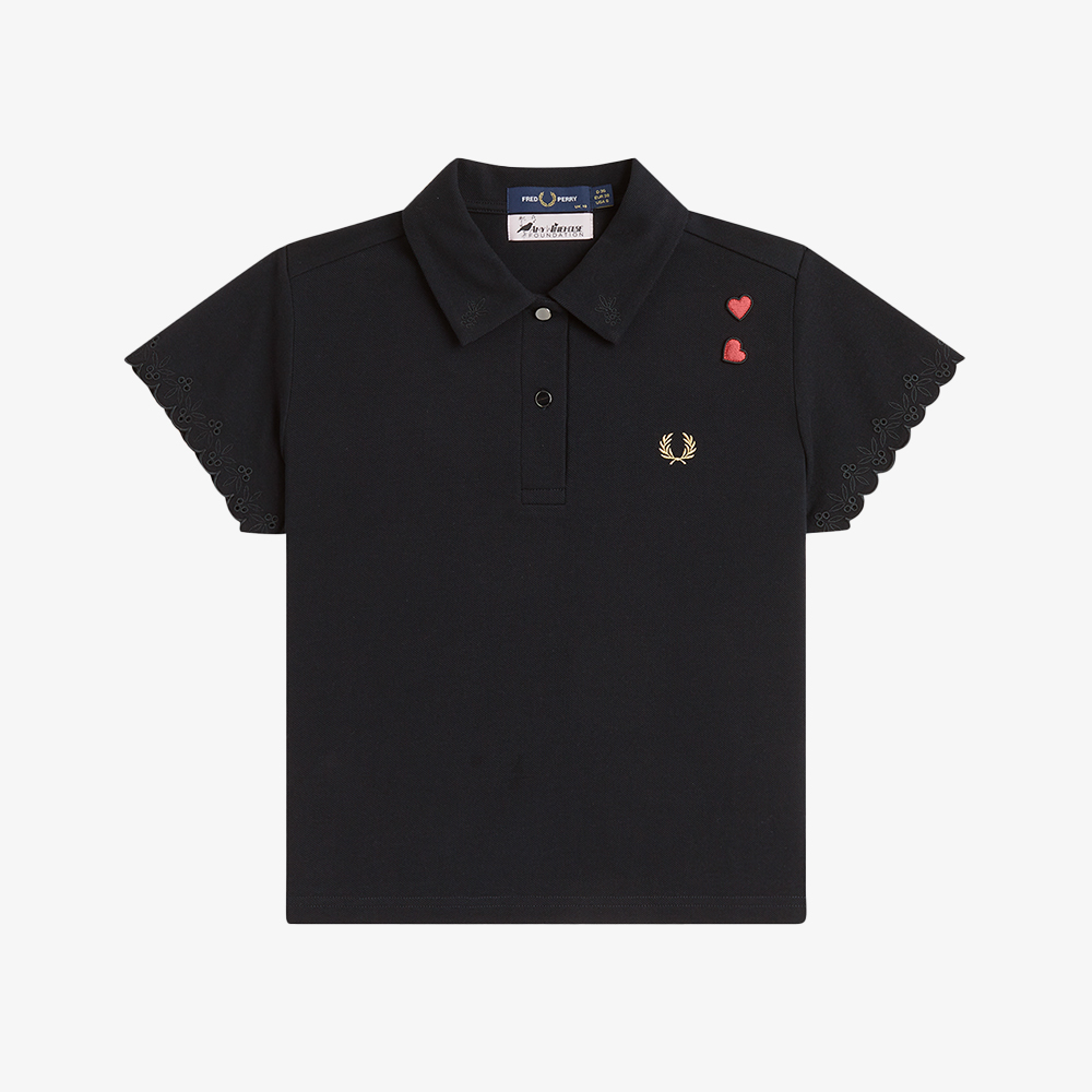 프레드페리 x 에이미와인하우스 엠브로이더드 디테일 폴로 셔츠 블랙 화이트(Fred Perry x Amy Embroidered Detail Polo Shirt Black) - 5