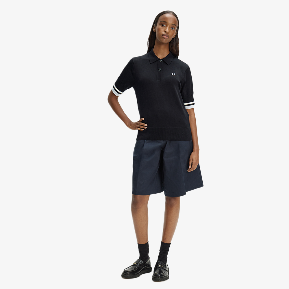 프레드페리 우먼즈 볼드 팁드 니트 셔츠 블랙(Fred Perry Womens Bold Tipped Knitted Shirt Black) - 3
