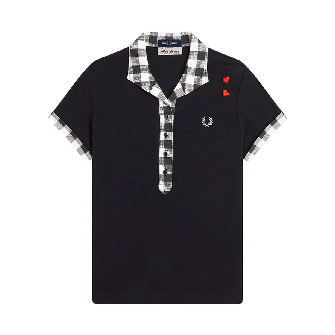 프레드페리 x 에이미와인하우스 프린트 트림 폴로 셔츠 블랙(Fred Perry x Amy Printed Trim Polo Shirt Black)