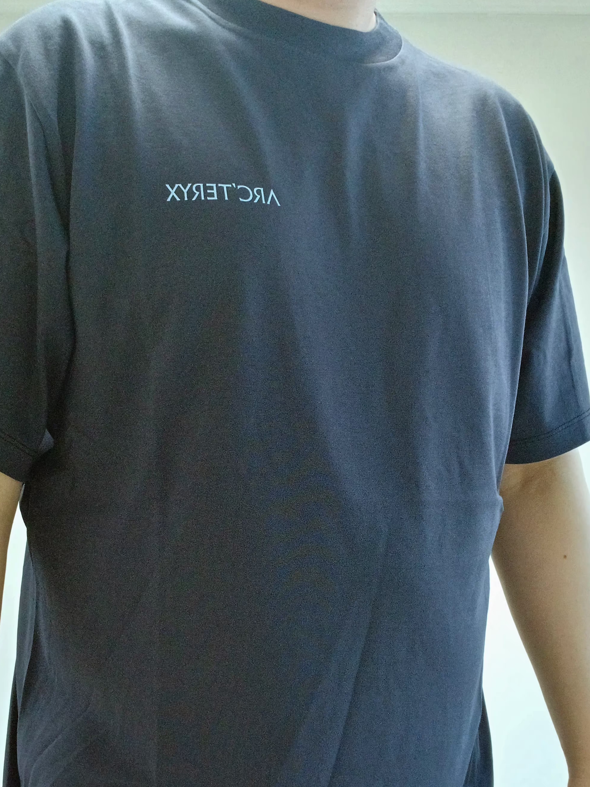 Arc'teryx Kragg SL Cotton Blurred Bird SS T-Shirt Black Sapphire 착용 스타일 - 2