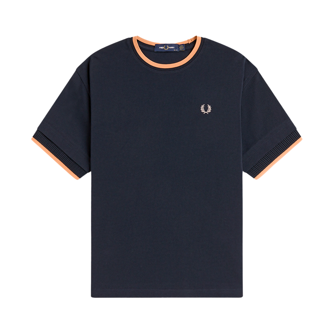 프레드페리 우먼즈 팁드 메쉬 피케 티셔츠 네이비(Fred Perry Womens Tipped Mesh Pique T-Shirt Navy) - 1