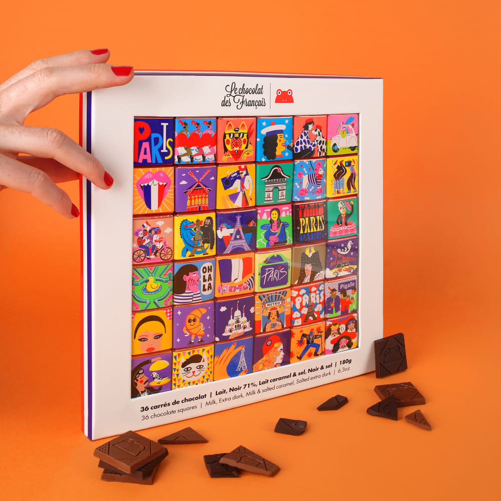 르쇼콜라데프랑세즈 파리 36종 스퀘어 초콜릿(LE CHOCOLAT DES FRANCAIS Box of 36 Chocolate Squares - 4 Flavor) - 3