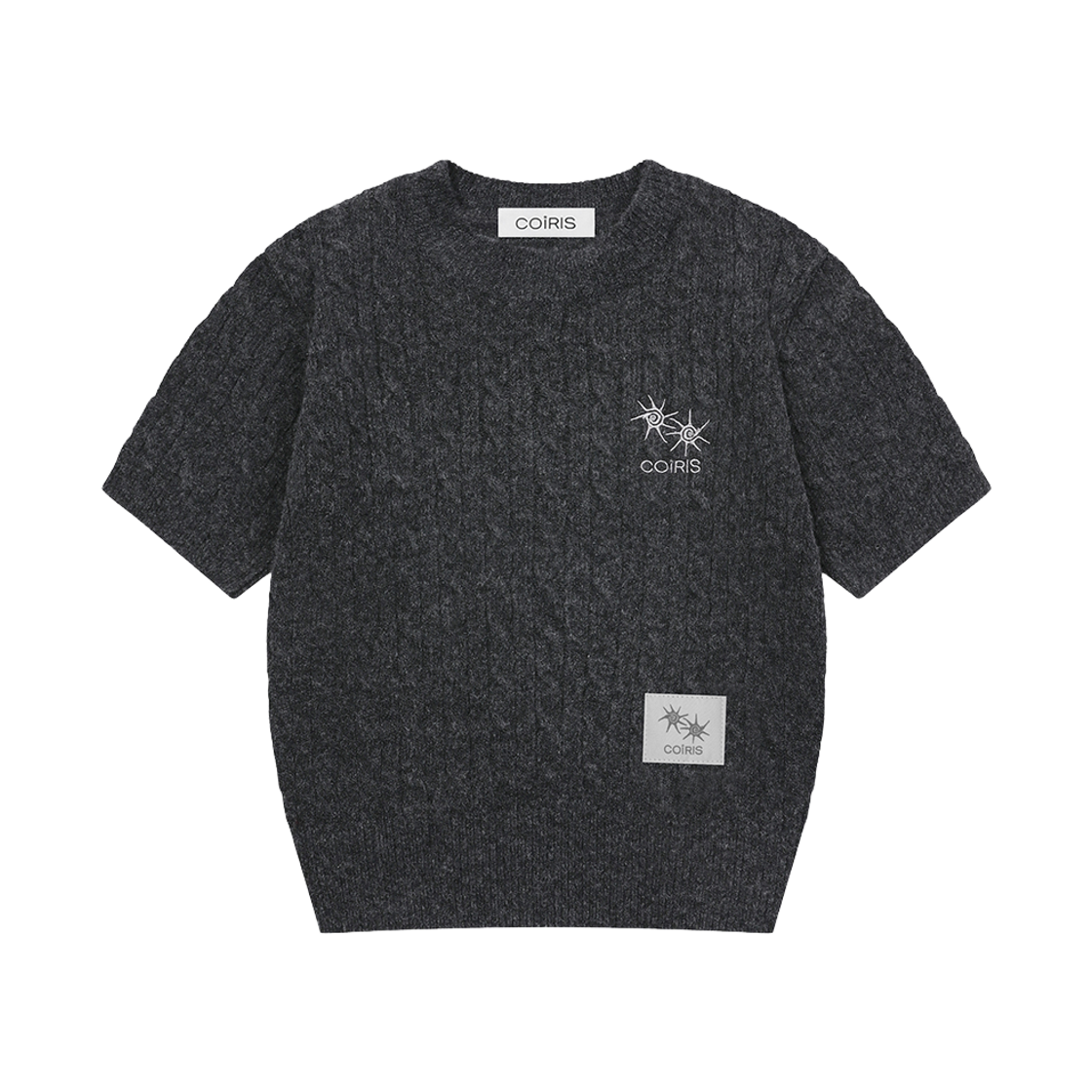 C-P00000GY Coiris Serin Small Logo Cable Half Knit Charcoal