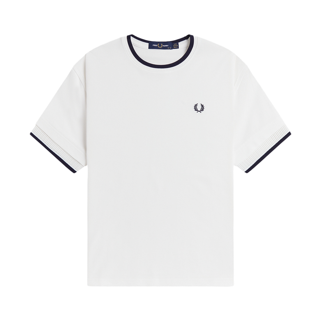 프레드페리 우먼즈 팁드 메쉬 피케 티셔츠 스노우 화이트(Fred Perry Womens Tipped Mesh Pique T-Shirt Snow White)