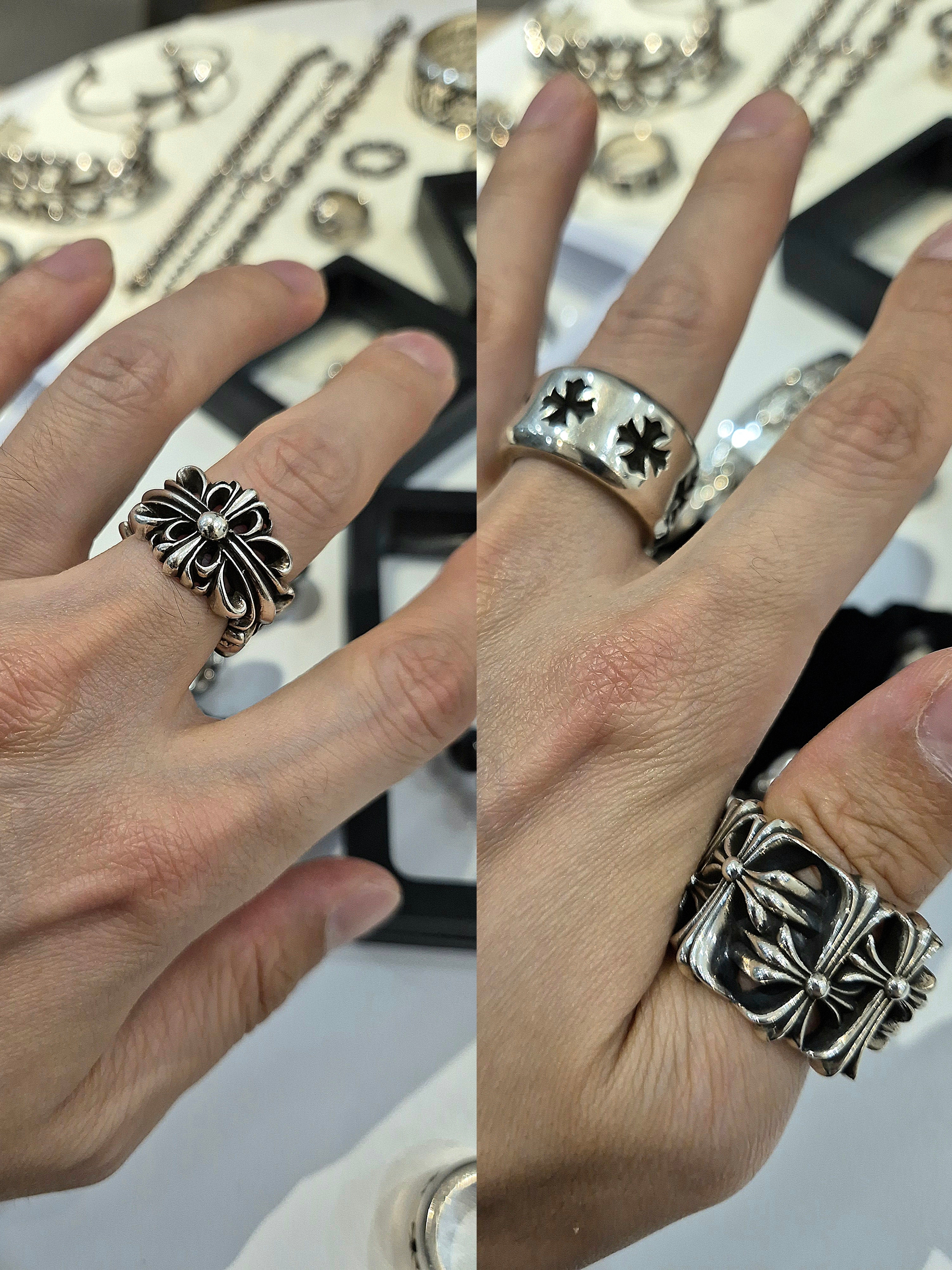 Hansroom Chrome Hearts Floral Cross Ring 착용 스타일 - 2