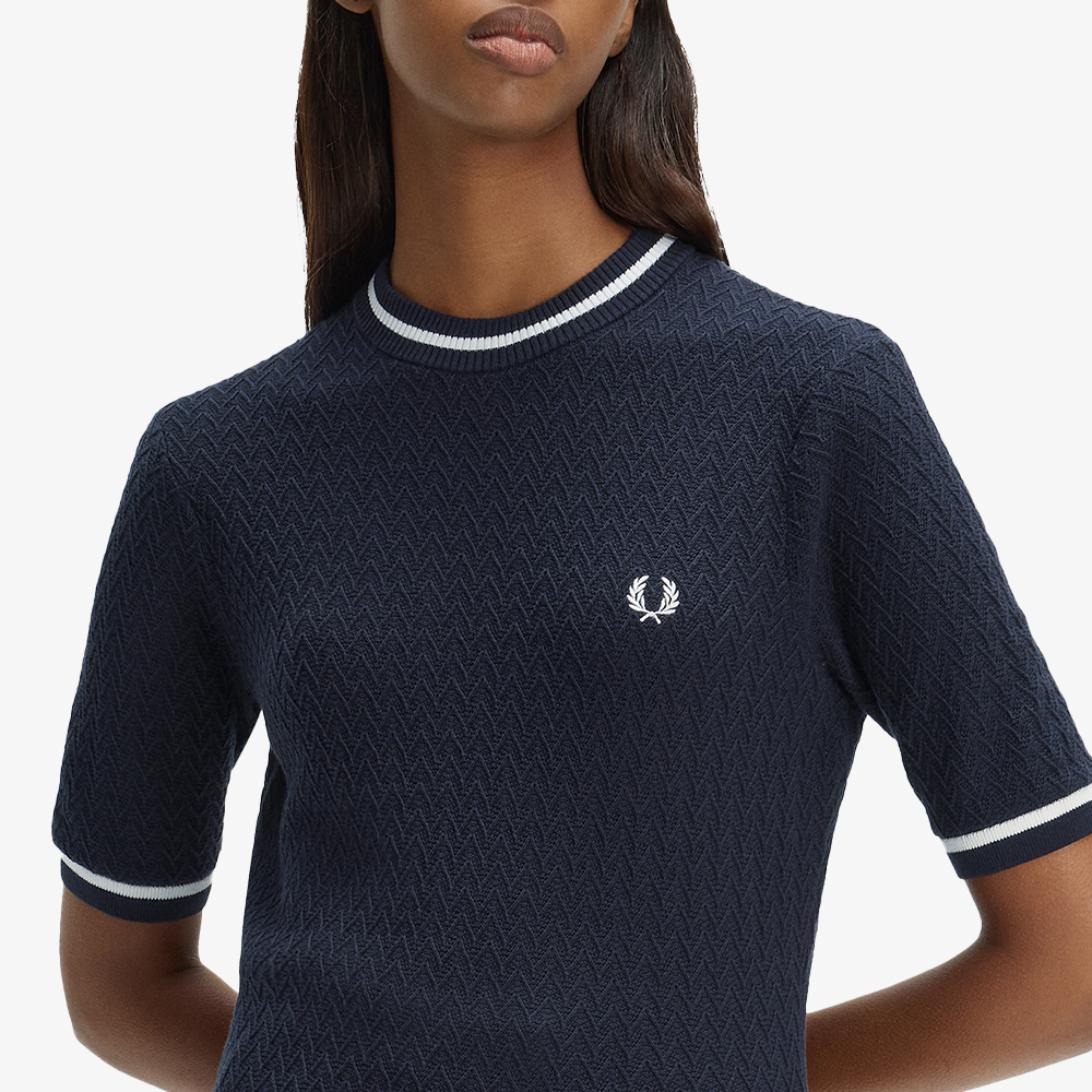 프레드페리 우먼즈 텍스쳐드 니트 탑 네이비(Fred Perry Womens Textured Knitted Top Navy) - 3