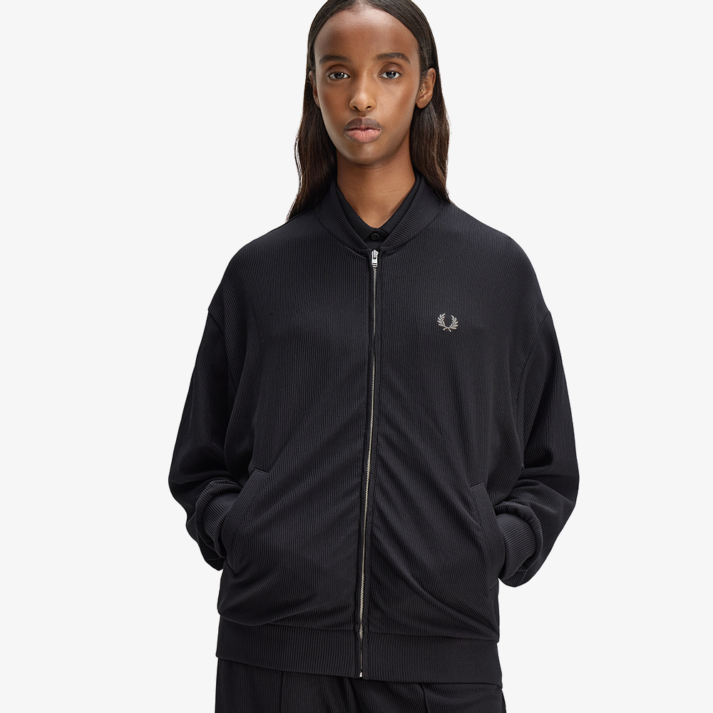 프레드페리 우먼즈 립 트리코트 보머 재킷 블랙(Fred Perry Womens Rib Tricot Bomber Jacket Black) - 3